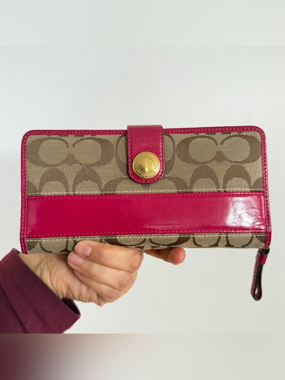 Vintage Coach Legacy Accordion Wallet - Pink Leather EUC
